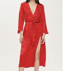 TOPSHOP - Red Wrap Dress - Size 10